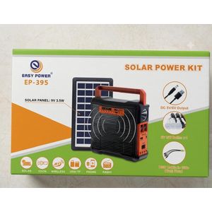 Easy Power EP-395 Kit Solaire Autonome - Radio FM / Bluetooth - Projecteur Intégré & 3 Ampoules LED - Fonction Powerbank
