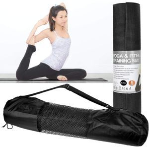 Tapis de Pilates imperméable et antidérapant avec sangle de transport, tapis d'exercice résistant aux déchirures, tapis de fitness facile à nettoyer - NOIR