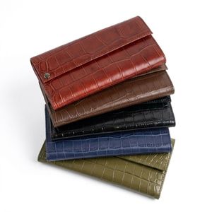 Portefeuille Long / Porte-Chéquier en Cuir Véritable – Fait Main, Effet Croco Luxe avec Fermeture à Pression (Disponible en plusieurs couleurs)