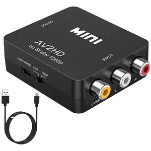Adaptateur compatible AV vers HDMI, convertisseur vidéo composite 1080P, convertisseur compatible AV2HDMI de RCA à HDTV boîte de convertisseur diviseur de fréquence vidéo CVSB L R