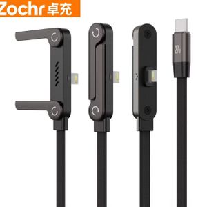 Câble de Charge Rapide 27W, iphone-Type-C vers Lightning Zochr - Support Téléphone Pliable Intégré, Câble Tressé Renforcé pour Gaming & Vidéo - Noir