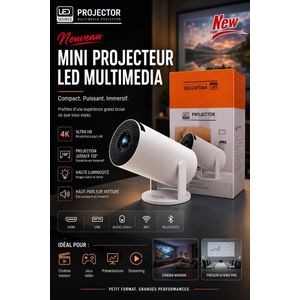 Mini smart Projecteur LED Multimédia  4K Ultra HD