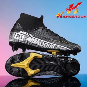 KANGERDUN Chaussures de football homme, bottes de football à cheville haute, baskets homme - Noir