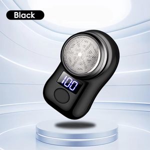 Rasoir Électrique Rotatif Portable pour Hommes avec Recharge USB - Affichage LED de la Batterie, Mini Rasoir de Voyage Étanche - Noir