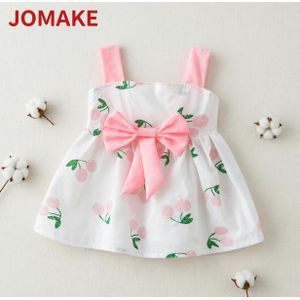 JOMAKE Robe imprimée pour fille de 6M-4 ans, cerises roses, robe dos nu