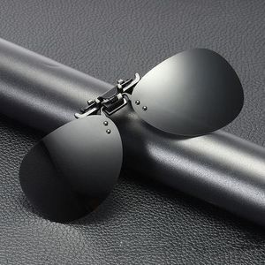 Lunettes de soleil polarisées clip-on flip-up sans monture métallique pour lunettes de vue