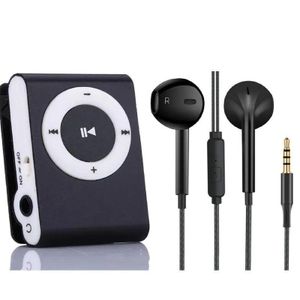 Lecteur MP3 portable avec mini-clip, compatible carte TF, design élégant et tendance, écouteurs Walkman inclus.