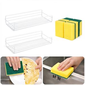 Bathroom Shelf Organizer with 4 Cleaning Sponges, No Drill Wall Mounted Shelf, Rustproof Waterproof Storage Rack, Strong Adhesive Shelves for Bathroom Kitchen Toilet