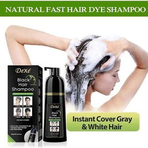 Dexe Shampoing instantané pour cheveux noirs pour cheveux naturels, shampoing pour teinture capillaire noir