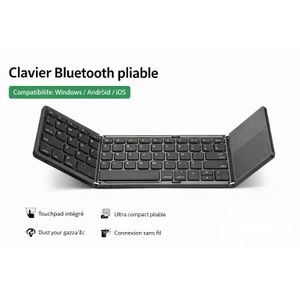Clavier Bluetooth pliable avec touchpad intégré Portable & Compatible Android iOS Windows