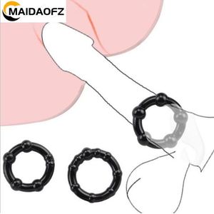MAIDAOFZ 3 pièces Anneau pénien Anneau pénien extensible Anneau pénien à perles Anneau pénien pour retarder l'éjaculation Anneau pénien pour hommes Sex toy Produits pour adultes masculins-