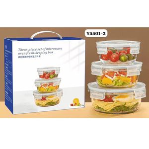 Sd 3pcs bol en verre boîte conserve