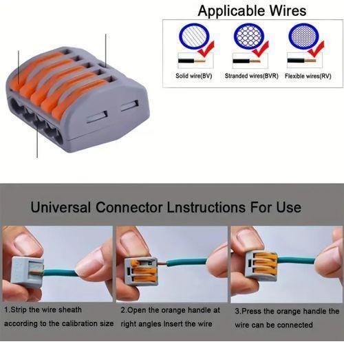 product_image_name-Generic-60 Pieces Lever Nut Wire Connectors, Compact Wiring Connectors, 2 3 5 Port Electrical Connector Combo Kit for Quick Wiring 28-12 AWG-3