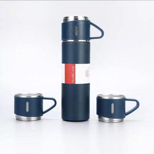 Generic Ensemble Thermos-Mug Isotherme avec tasses - Acier Inoxydable -  Boisson chaude et froide couleur aléatoire - Prix pas cher