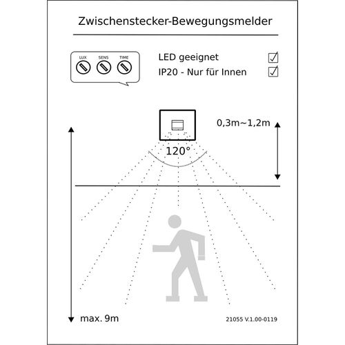 product_image_name-Generic-Prise détecteur de mouvement-Portée:120°, 9m-1200W,230V Temps réglable 10s-15min-3