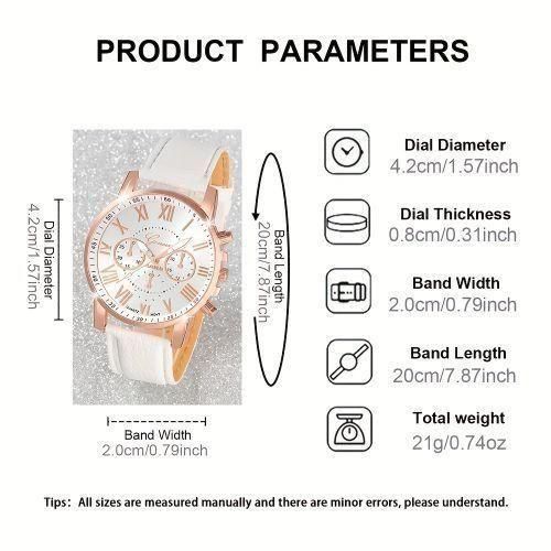 product_image_name-Fashion-Ensemble de bijoux 5 pièces montres pour femmes, aiguilles rondes, bracelet en cuir PU décontracté-6