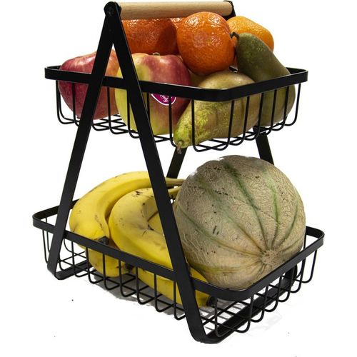 Generic Corbeille à fruits à 2 étages - Panier de rangement pour légumes,  pain - NOIRE - Prix pas cher