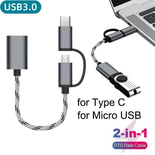 Generic 2 en 1 Adaptateur OTG Type C et câble micro USB vers adaptateur USB  3.0 OTG pour Type-C - Gris - Prix pas cher