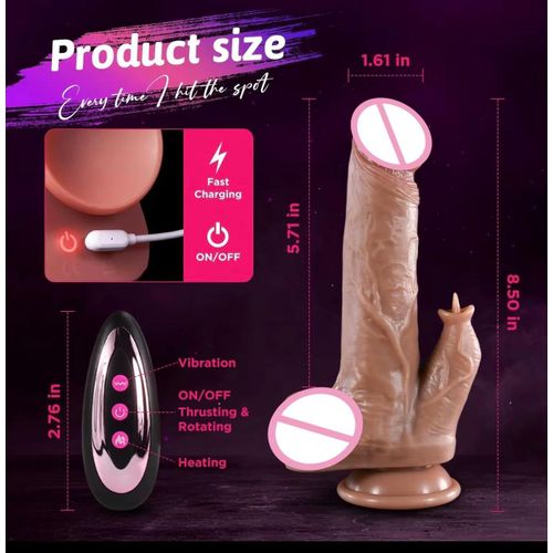 product_image_name-Generic-Sextoy vibrateur clitoridien point G et anus avec léche langue réaliste pour femmes, 8.87 pouces, chauffage, 9 vibrations, 3 Modes d'oscillation télescopiques, ventouse, jouet sexuel pour adultes ~pour Couples-5
