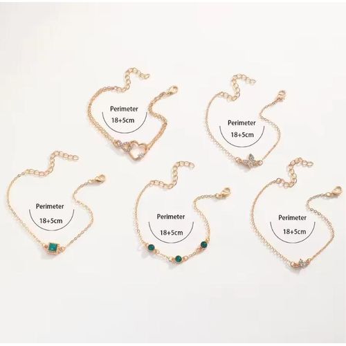 product_image_name-Fashion-Ensemble de 5 bracelets en pierre de cristal vert ajouré en forme de cœur pour femmes-4