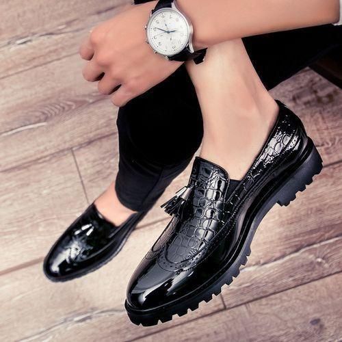 product_image_name-Fashion-Chaussures habillées brillantes à glands pour hommes Brogues, Mocassins et Slip-ons Noir Formelle-3
