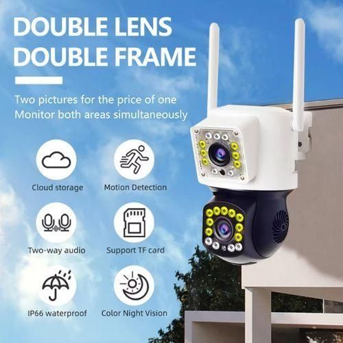 product_image_name-Generic-Caméra dôme extérieure PTZ Wifi rotative CCTV 2MP + 2MP 2K IP objectif double écran-1