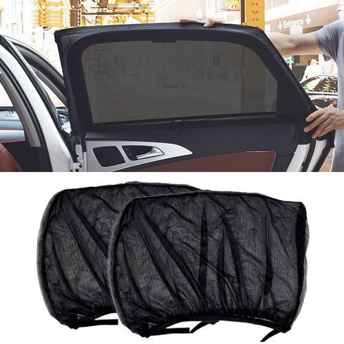 Pare-soleil en maille pour fenêtre latérale, accessoires de style automobile,  rideau de Protection UV, 4 piè Black