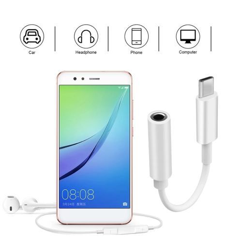 Câble adaptateur USB C (type C) vers prise casque audio jack audio 3,5 -  Blanc