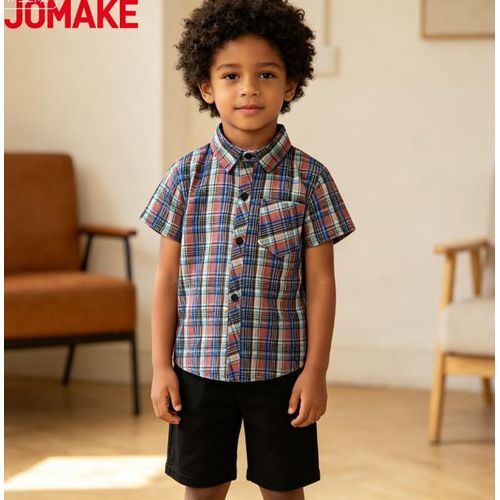 product_image_name-JOMAKE-Chemise à manches courtes pour garçons âgés de 2 à 9 ans, rouge, bleu, jaune et blanc, style rétro, avec poches-2