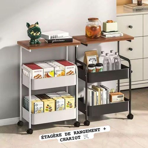 product_image_name-Generic-Chariot de rangement fin à 3 niveaux avec roulettes - chariot utilitaire mobile avec plateau en bois -1