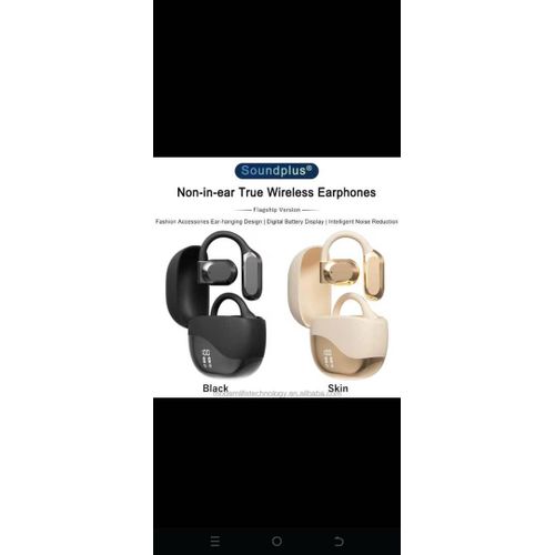 product_image_name-Generic-Écouteurs Sport Sans Fil à Oreille Ouverte avec Crochets, Casque Hifi Stéréo Suspendu pour Course et vélo - noir -2