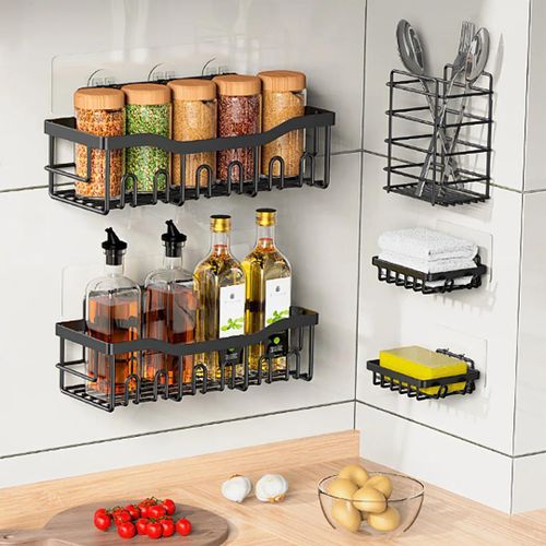 product_image_name-Generic-un ensemble de rangement mural multifonctionnel en métal noir-1