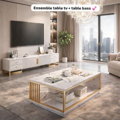 product_image_name-Generic-Table Tv et Table Basse - Meuble TV moderne avec portes et tiroirs de rangement compartimentée pour le salon , couloir et chambre - Console Tv - Meuble Tv et Table Basse-1