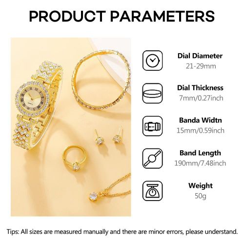 product_image_name-ARHANORY-Montre à quartz de luxe avec collier, bracelet, boucles d'oreilles et bague pour femmes Montres-bracelets élégantes Bijoux-2