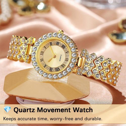 product_image_name-ARHANORY-Montre à quartz de luxe avec collier, bracelet, boucles d'oreilles et bague pour femmes Montres-bracelets élégantes Bijoux-4