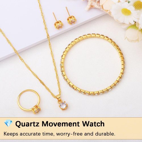 product_image_name-ARHANORY-Montre à quartz de luxe avec collier, bracelet, boucles d'oreilles et bague pour femmes Montres-bracelets élégantes Bijoux-5