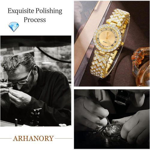 product_image_name-ARHANORY-Montre à quartz de luxe avec collier, bracelet, boucles d'oreilles et bague pour femmes Montres-bracelets élégantes Bijoux-7