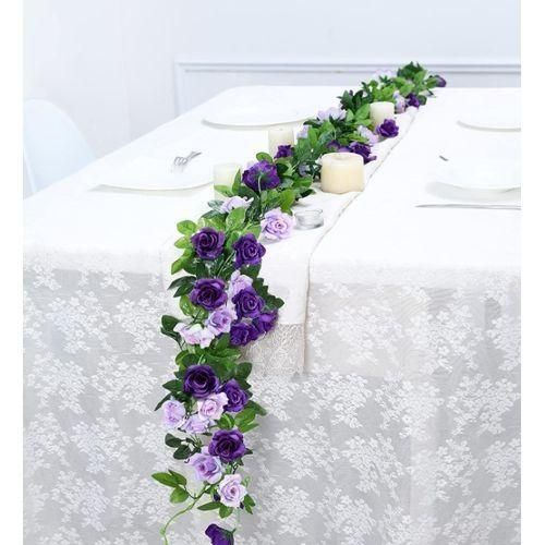 product_image_name-Generic-Guirlande De Roses De 2,4 M, Vigne Rose — Décoration Murale De Jardin, Fête De Mariage (violet)-4