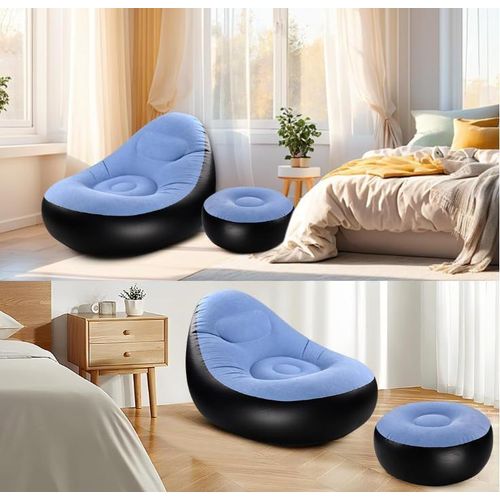 product_image_name-Generic-Canapé Gonflable Confortable, Fauteuil Gonflable Avec Pompe, Pouf, Fauteuil Inclinable Avec Repose-Pieds - Bleu-7