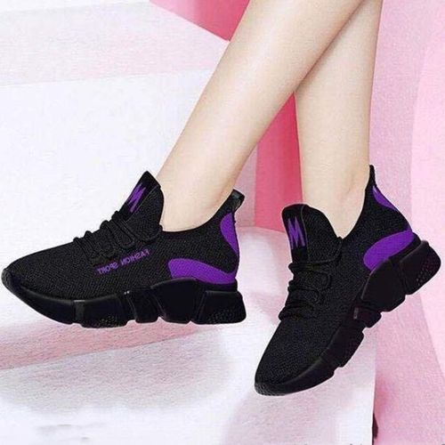 Fashion Chaussures Femmes Baskets Noir Et Mauve - Prix pas cher