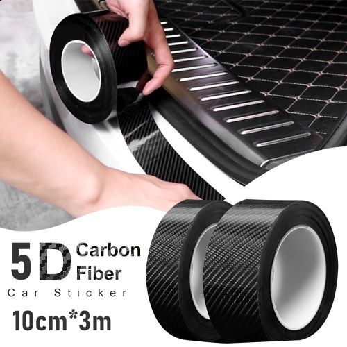 Autocollant 3D en Fiber de carbone, Film vinyle noir, Film de Protection  pour décoration de voiture, mat, bande en Fiber de carbone, anti-rayures