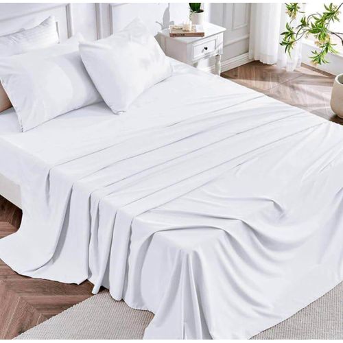 product_image_name-Generic-Drap double lit et 2 taies d'oreiller blanc en Coton doux-1