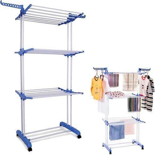 product_image_name-Generic-Séchoir à linge pliable à ailes et roues a 3 niveaux - (750-1260)x64x170cm-1