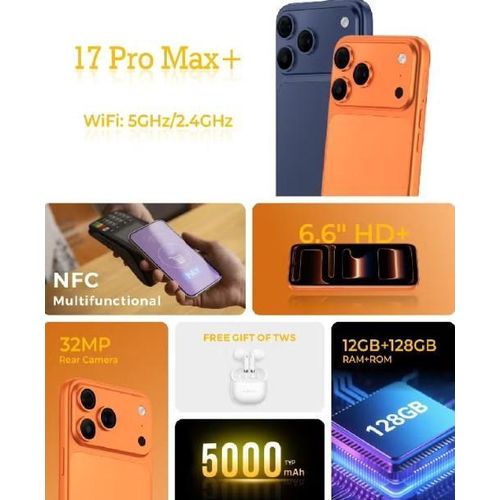 product_image_name-M-HORSE-17 Pro Max – 128GB ROM, 12GB RAM – Écran 6,8” HD+, Android 14, Batterie 5000mAh,Empreinte digitale-5