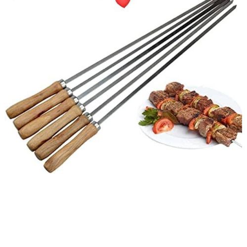 12pcs Kabob Brochettes, Brochette de barbecue en métal plat 14 « Long  bâtons en acier inoxydable Ensemble de brochettes de grillage  réutilisables, 12 Pack