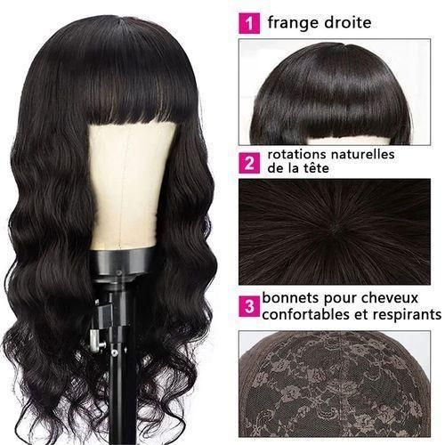 product_image_name-SXCHEN-Perruque Synthétique Longue Ondulée Noire Résistante à  La Chaleur Avec Frange Pour Femme-8