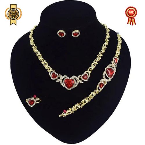 product_image_name-Generic-Ensemble Bijoux Motif Cœur pour Femme Collier+Bague+Bracelet+Boucles d'oreille-1