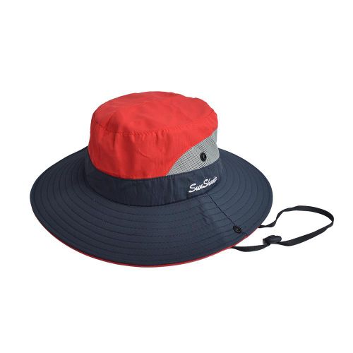 product_image_name-Fashion-Voyage en plein air, plage, chapeau de pêcheur, chapeau de soleil à large bord, camping, escalade en montagne, couvre-visage, chapeau de soleil queue de cheval - rouge-4