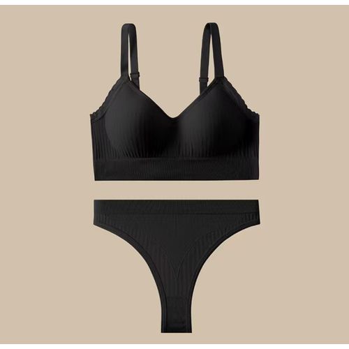 product_image_name-Generic-Ensemble de soutien-gorge relevable confortable de couleur Noir 100% coton-1