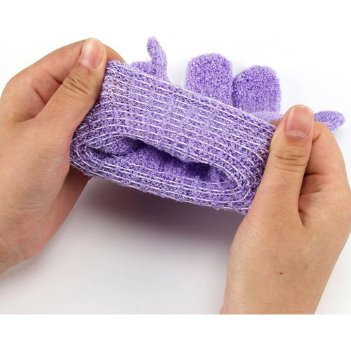 Sibba Lot de 4 paires de gants de bain pour douche en luffa naturel  exfoliant pour le corps et le visage gants de douche double face en  microfibre pour adultes et enfants 